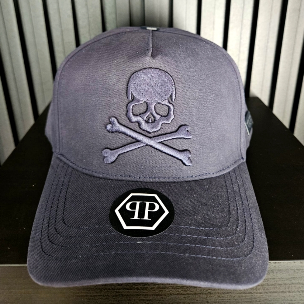 Philipp Plein Navy Blue Skull Cap